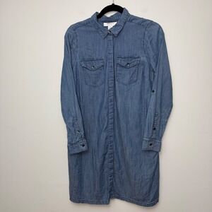 Motherhood Maternity Women's Small Denim Shirt‎ Dress Long Sleeve Casual